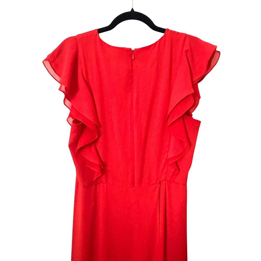 BCBGMAXAZRIA Callie Ruffled Front Slit Maxi Dress Red Sz 8 - Picture 5 of 7